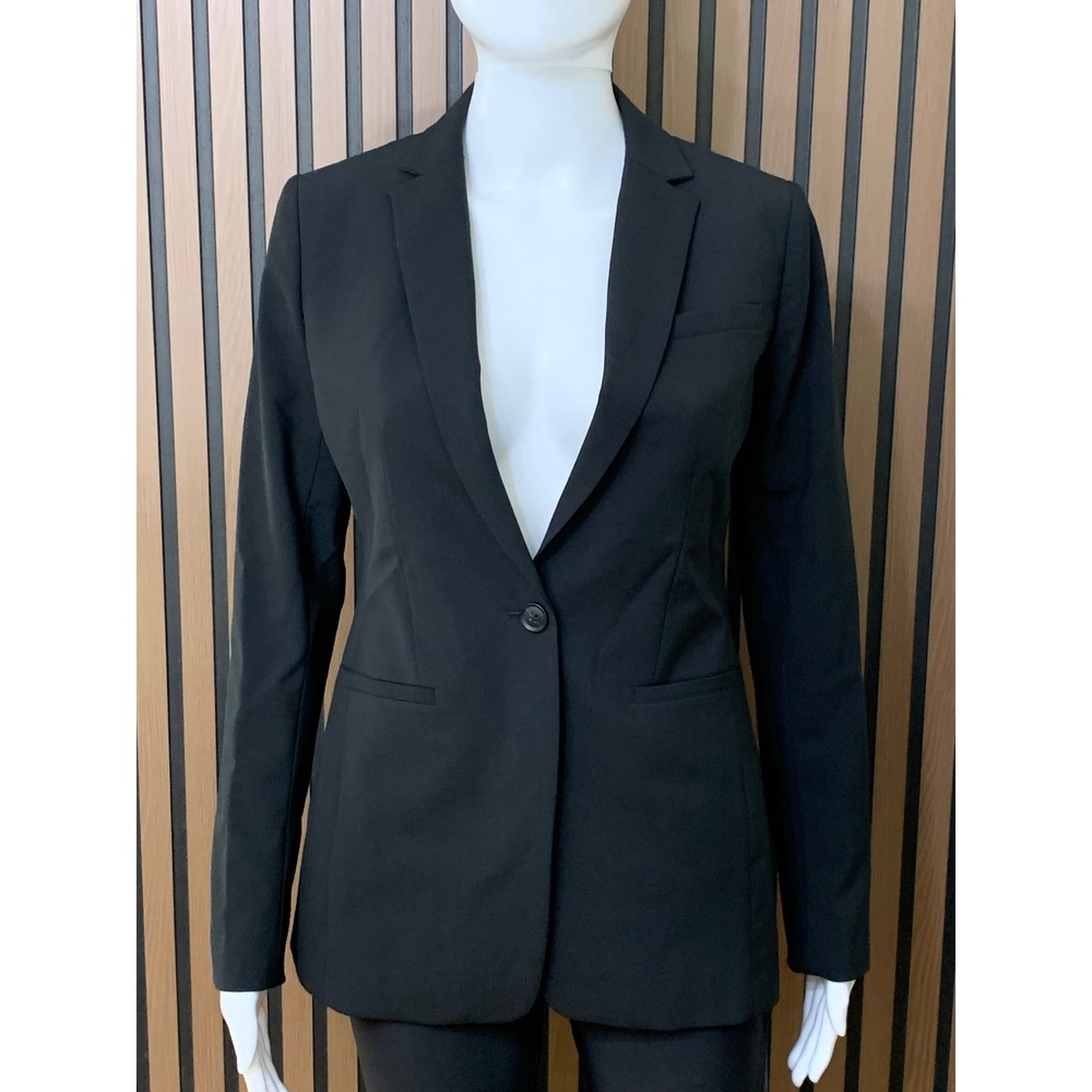 Banana Republic Long and Lean Blazer Black Marzotto Italian Wool Size 0 Washable